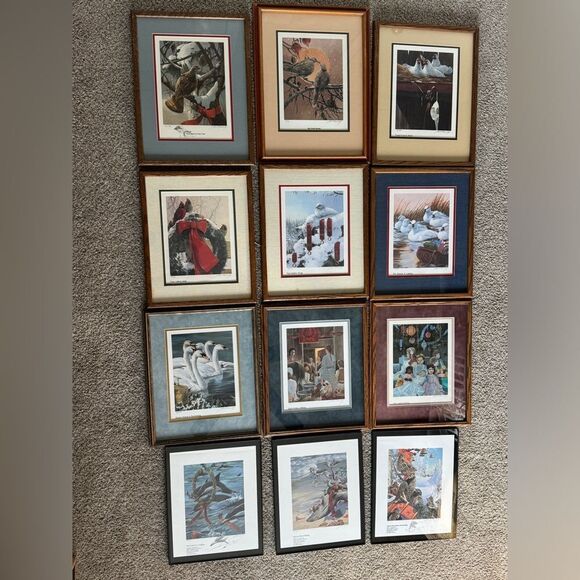 Rare Find Fernandez The 12 Days of Christmas Series Matted Framed Prints - Picture 13 of 13